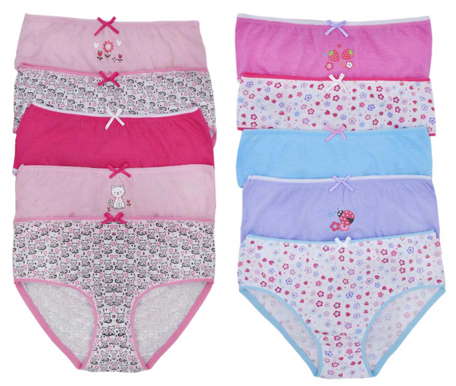 Girls 5 Pack Pairs Briefs Set Knickers Kids Multipack 100 Cotton